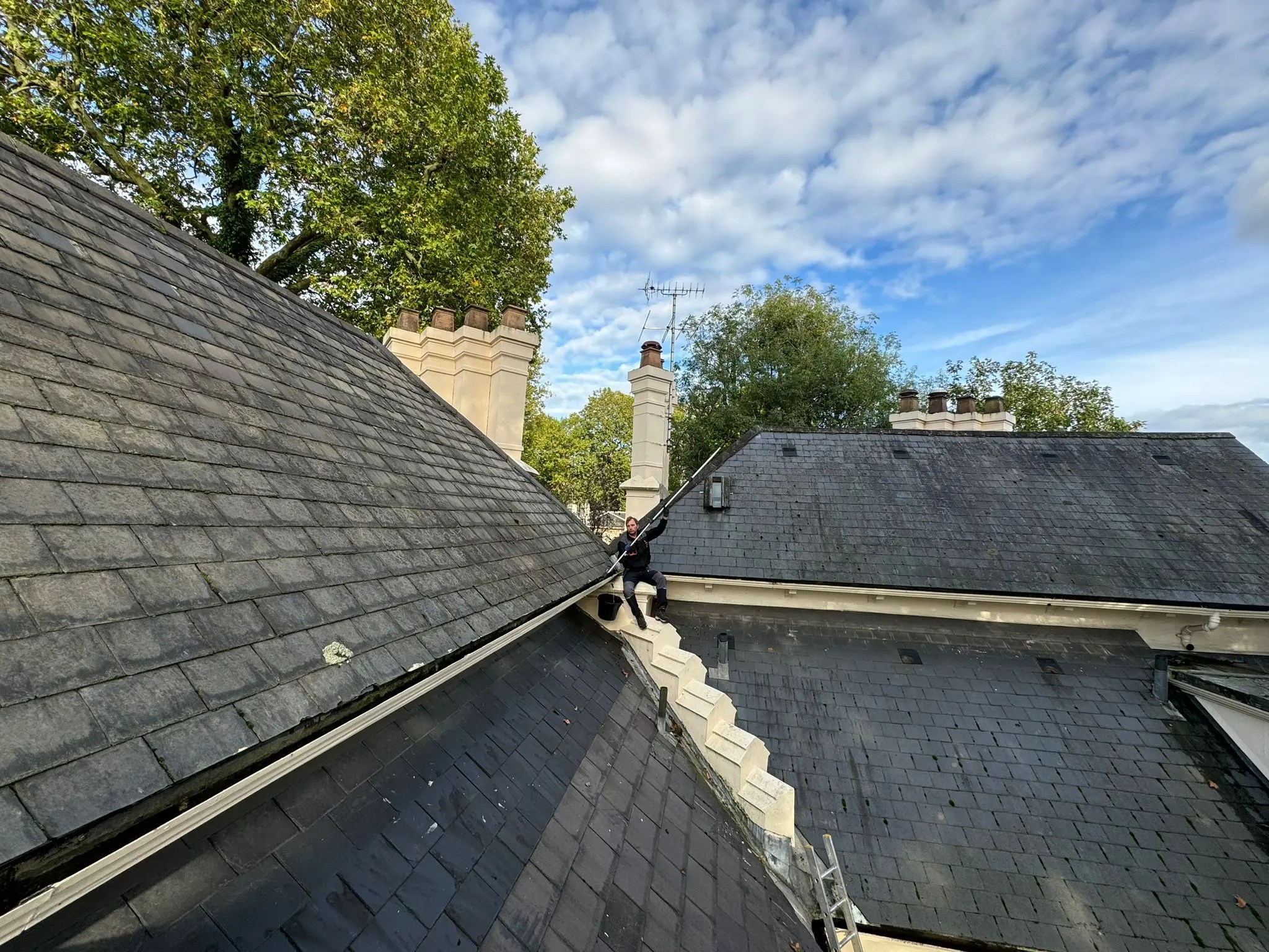 Diamond Gutters UK gutter cleaning in high, hard-to-reach spots